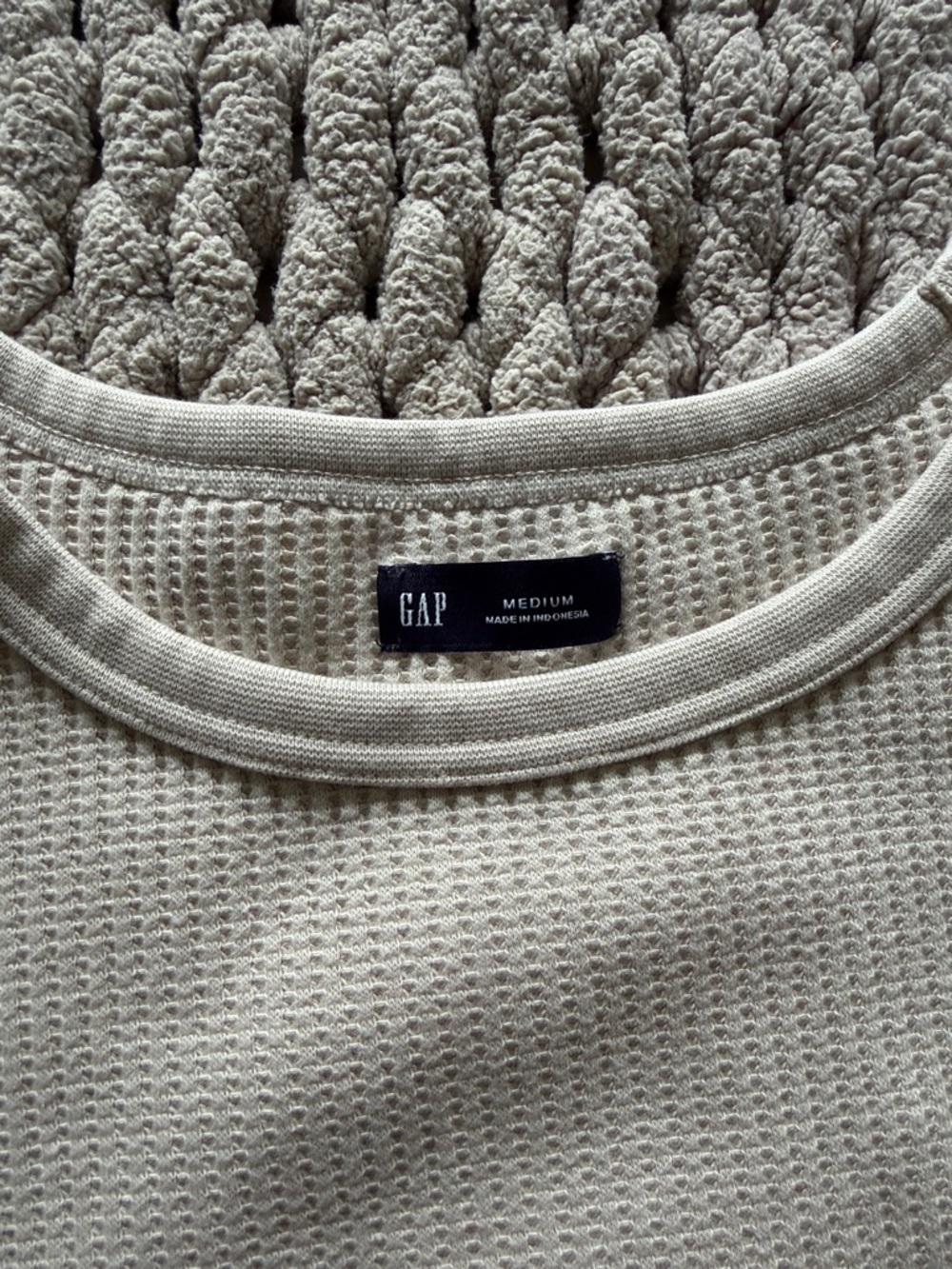 GAP Cream Waffle Knit Long Sleeve Top - Picture 2 of 4